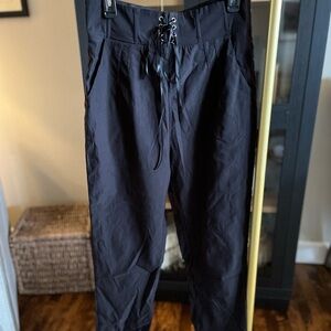 Sleek Black Lace-Up Women's Trousers